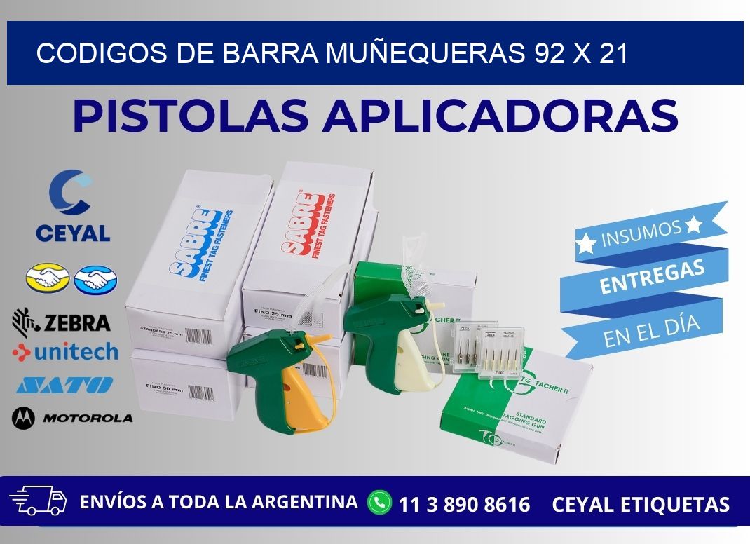 CODIGOS DE BARRA MUÑEQUERAS 92 x 21