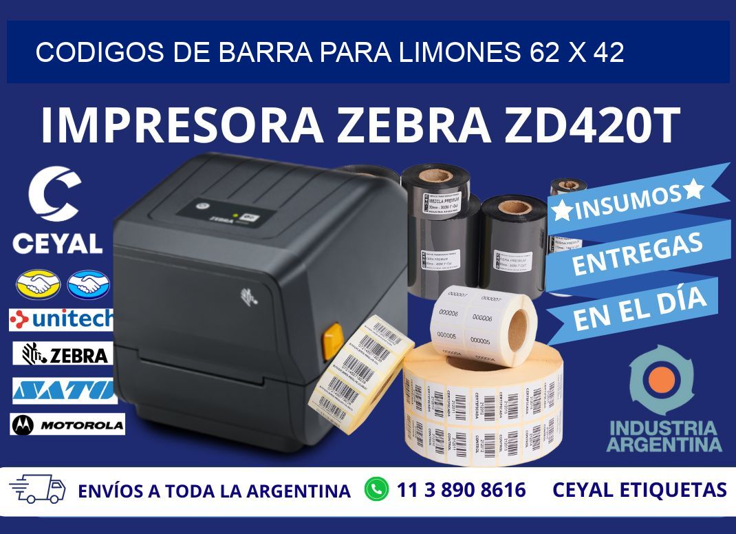CODIGOS DE BARRA PARA LIMONES 62 x 42