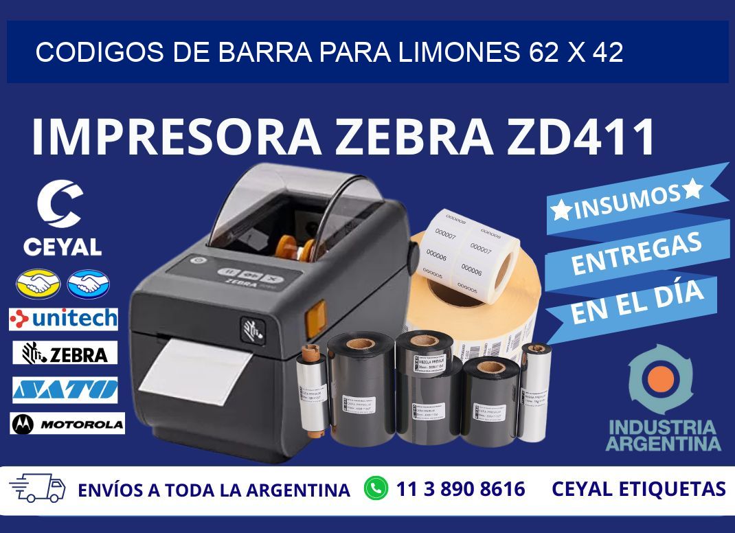 CODIGOS DE BARRA PARA LIMONES 62 x 42