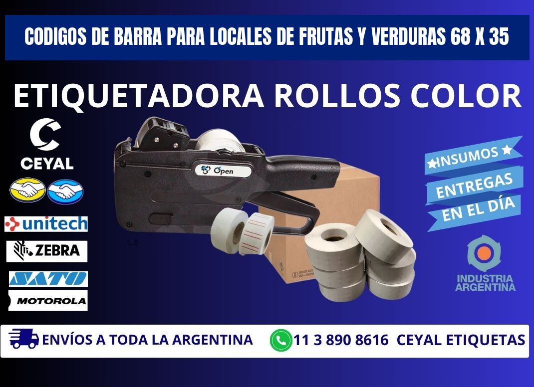 CODIGOS DE BARRA PARA LOCALES DE FRUTAS Y VERDURAS 68 x 35