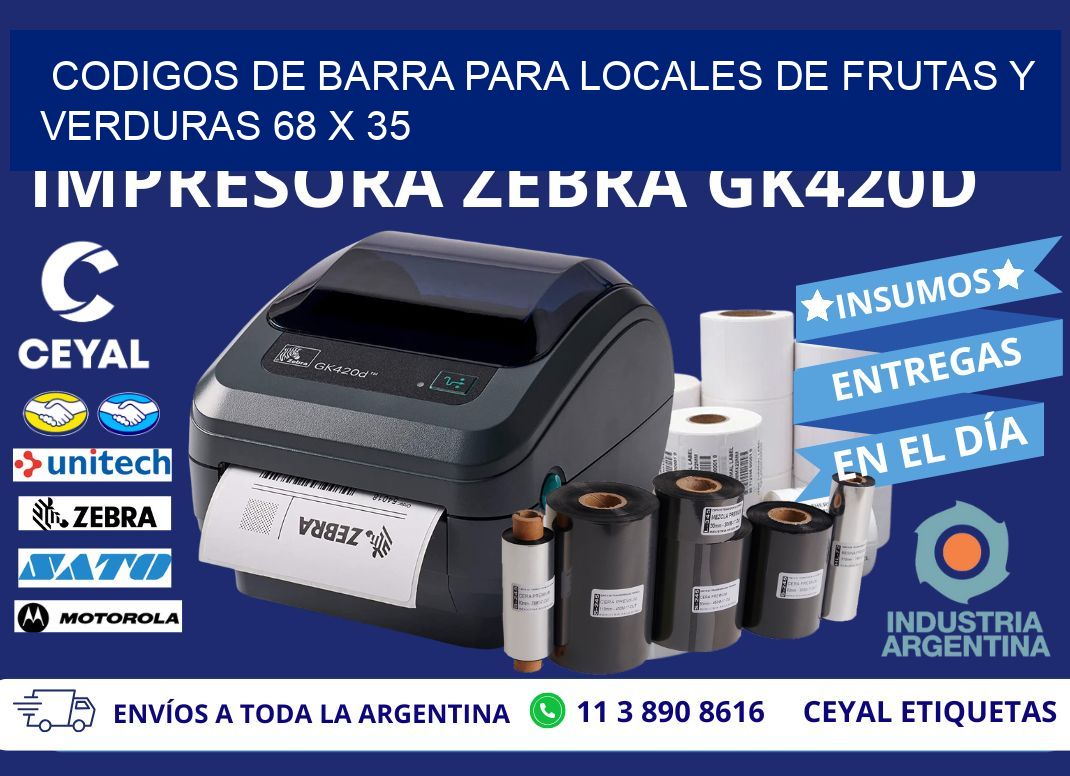 CODIGOS DE BARRA PARA LOCALES DE FRUTAS Y VERDURAS 68 x 35