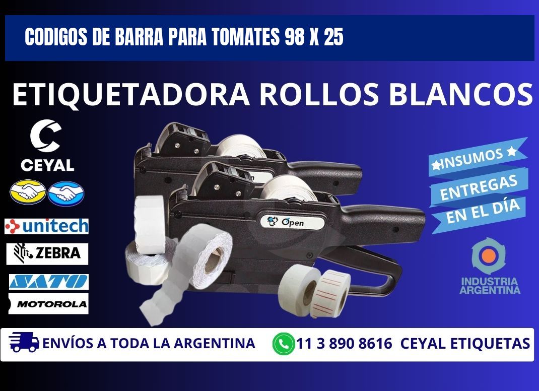 CODIGOS DE BARRA PARA TOMATES 98 x 25