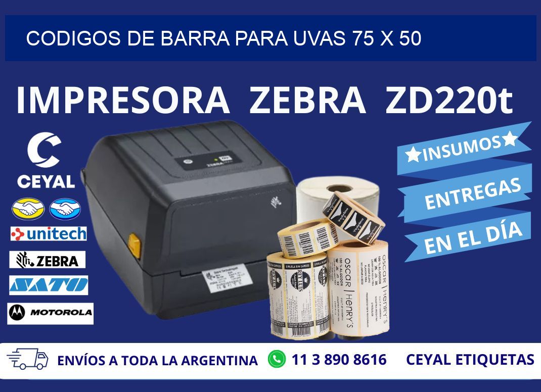 CODIGOS DE BARRA PARA UVAS 75 x 50