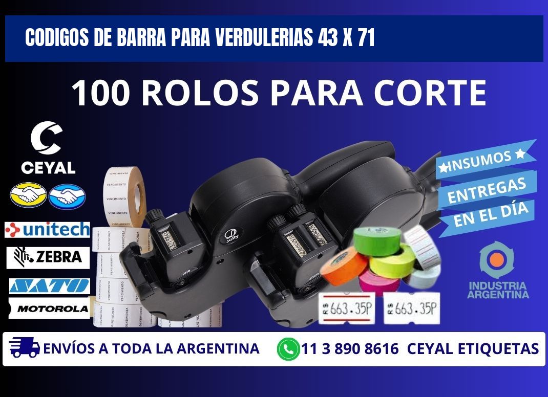 CODIGOS DE BARRA PARA VERDULERIAS 43 x 71