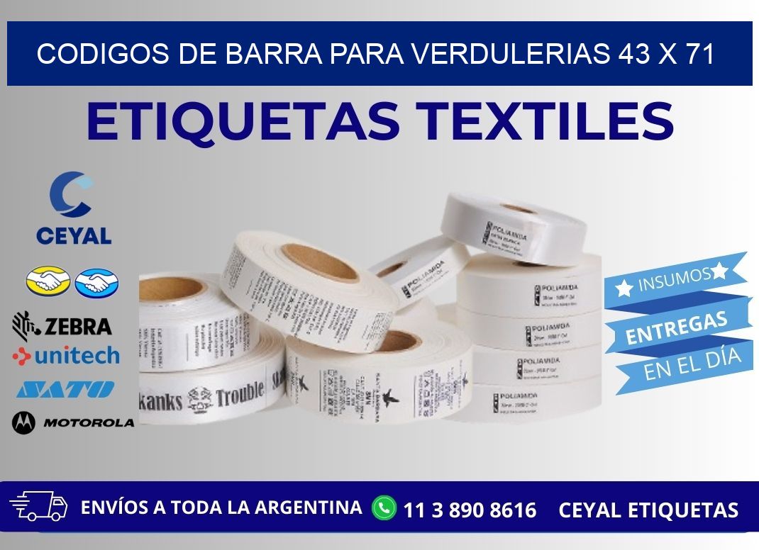 CODIGOS DE BARRA PARA VERDULERIAS 43 x 71