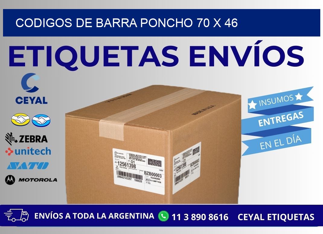 CODIGOS DE BARRA PONCHO 70 x 46