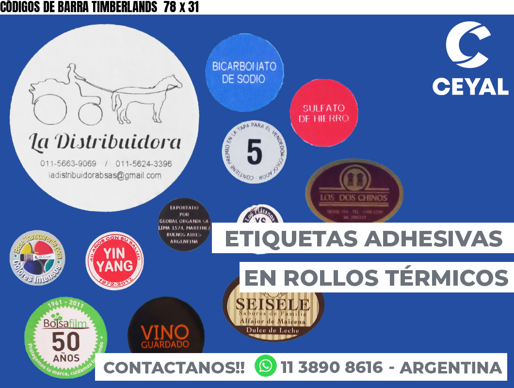 CÓDIGOS DE BARRA TIMBERLANDS 78 x 31