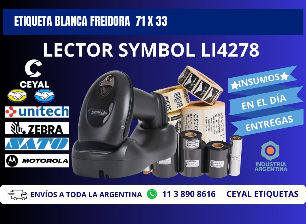 ETIQUETA BLANCA FREIDORA 71 x 33