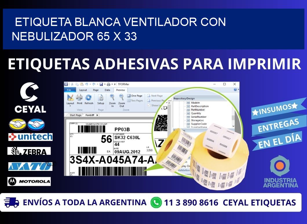 ETIQUETA BLANCA VENTILADOR CON NEBULIZADOR 65 x 33