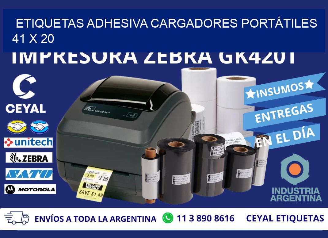ETIQUETAS ADHESIVA CARGADORES PORTÁTILES 41 x 20