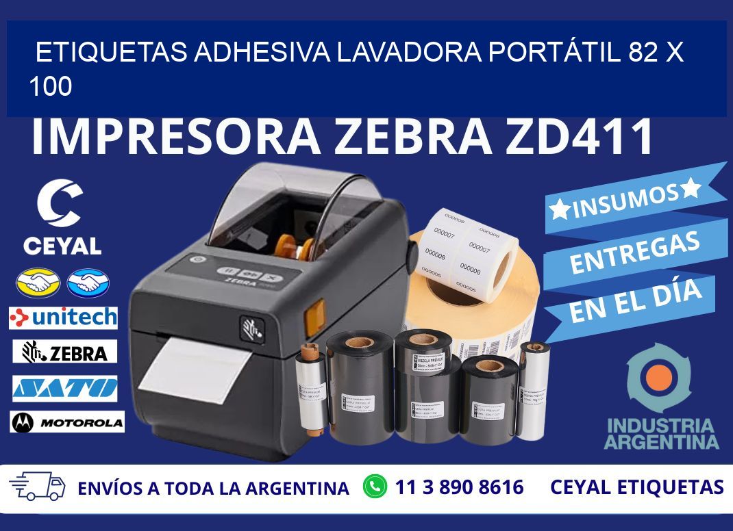 ETIQUETAS ADHESIVA LAVADORA PORTÁTIL 82 x 100