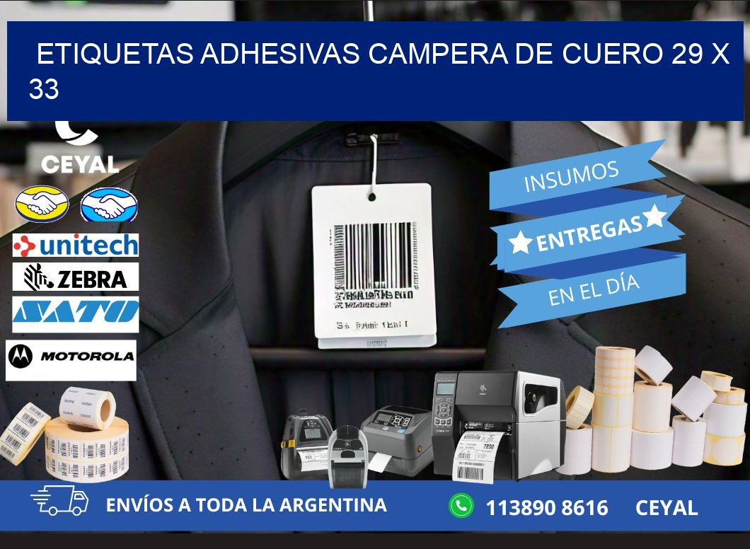 ETIQUETAS ADHESIVAS CAMPERA DE CUERO 29 x 33