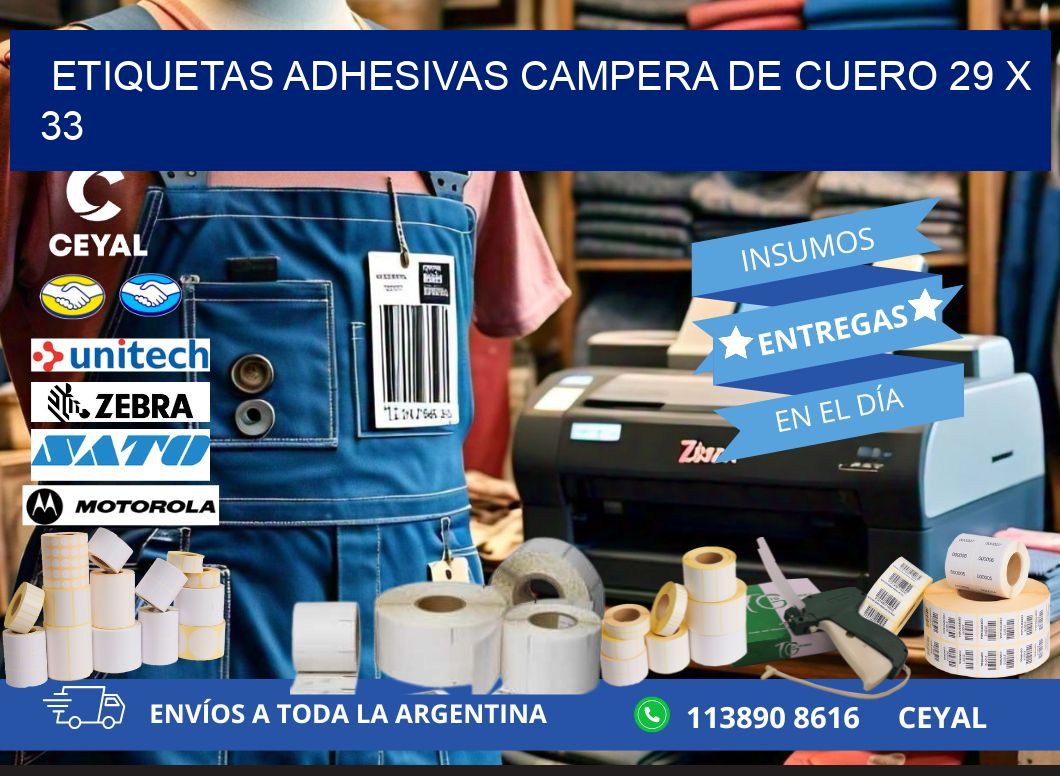 ETIQUETAS ADHESIVAS CAMPERA DE CUERO 29 x 33