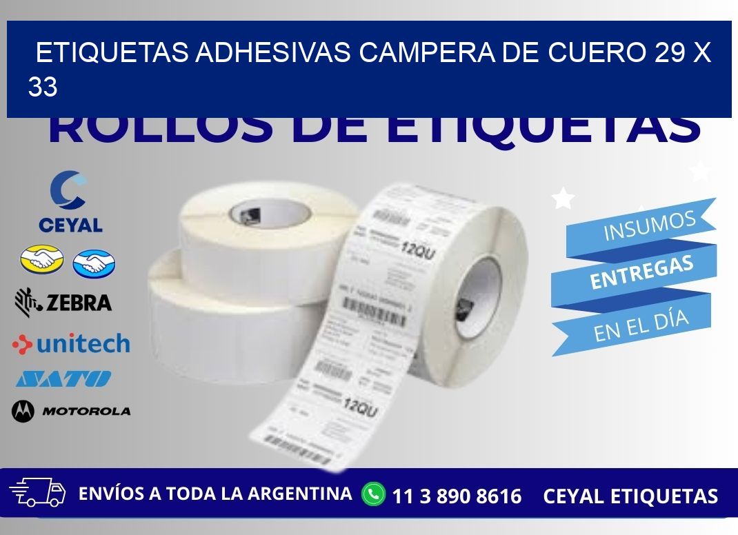 ETIQUETAS ADHESIVAS CAMPERA DE CUERO 29 x 33