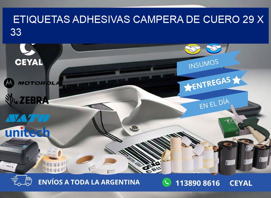 ETIQUETAS ADHESIVAS CAMPERA DE CUERO 29 x 33