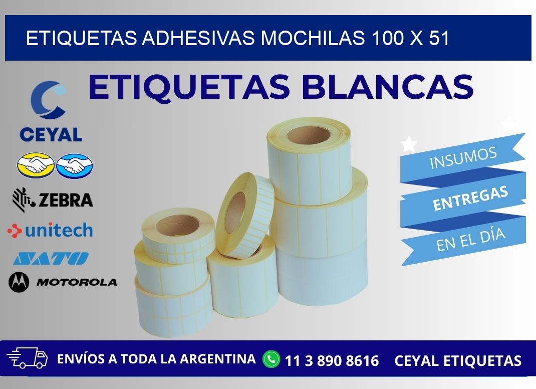 ETIQUETAS ADHESIVAS MOCHILAS 100 x 51