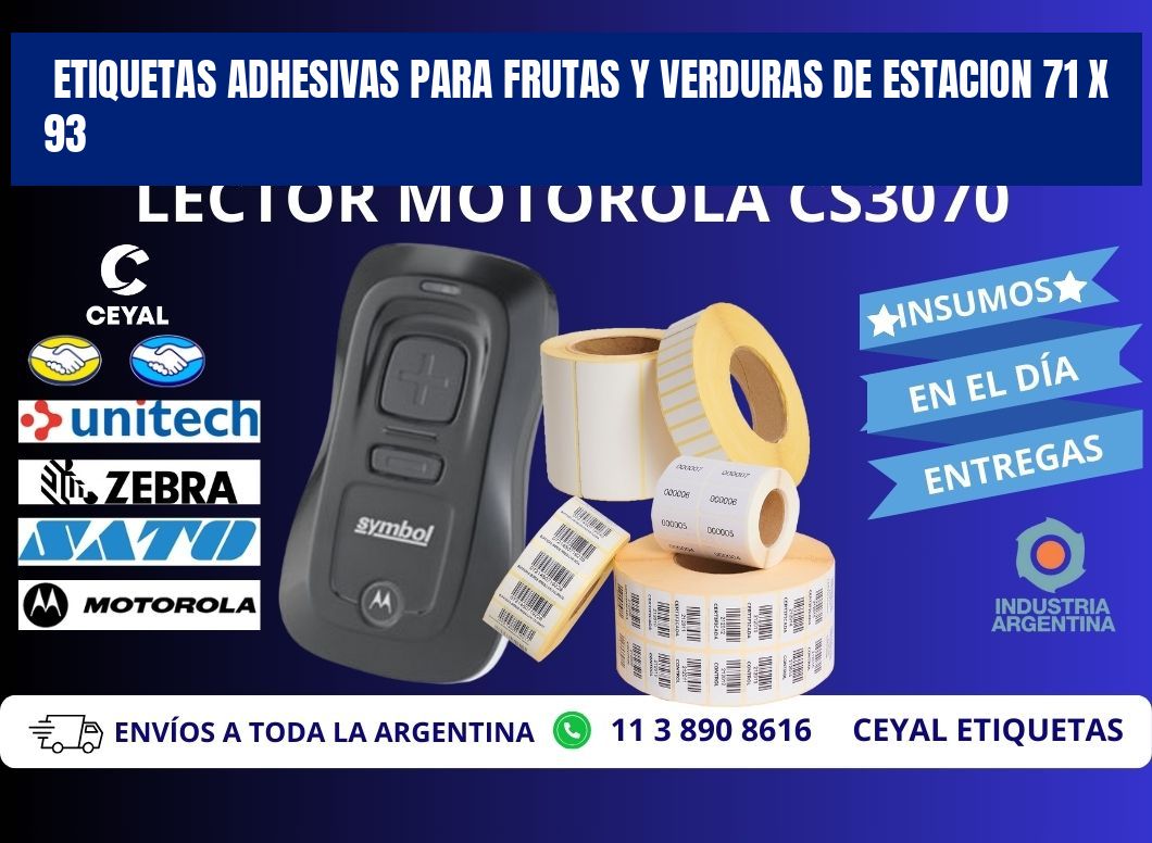 ETIQUETAS ADHESIVAS PARA FRUTAS Y VERDURAS DE ESTACION 71 x 93