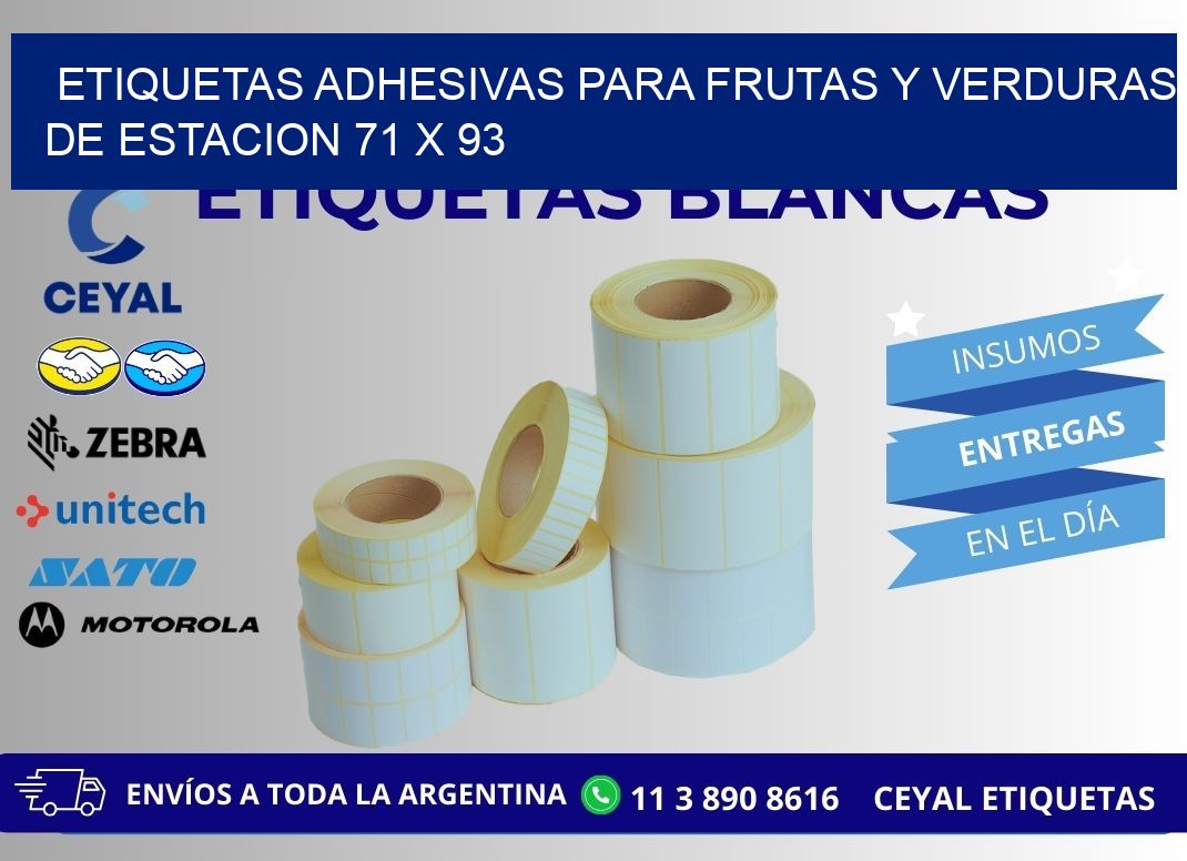 ETIQUETAS ADHESIVAS PARA FRUTAS Y VERDURAS DE ESTACION 71 x 93