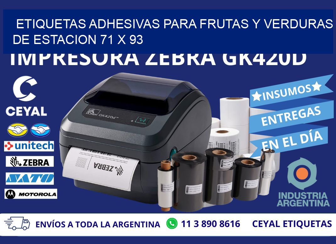ETIQUETAS ADHESIVAS PARA FRUTAS Y VERDURAS DE ESTACION 71 x 93