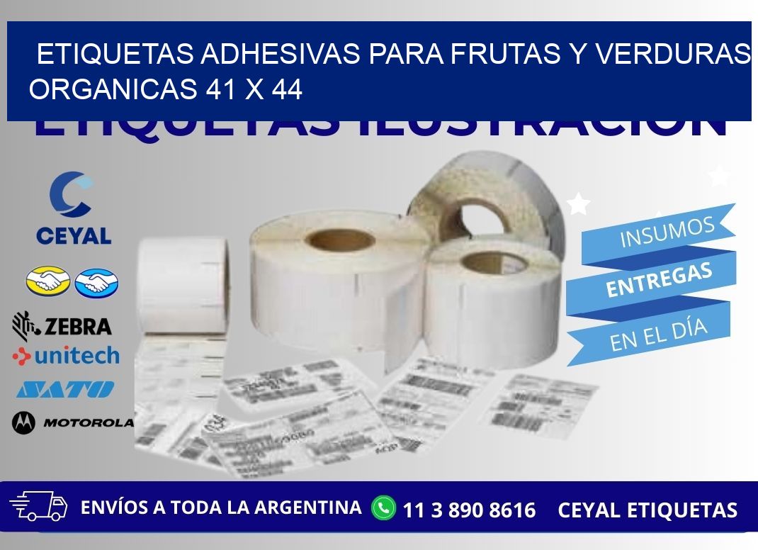 ETIQUETAS ADHESIVAS PARA FRUTAS Y VERDURAS ORGANICAS 41 x 44
