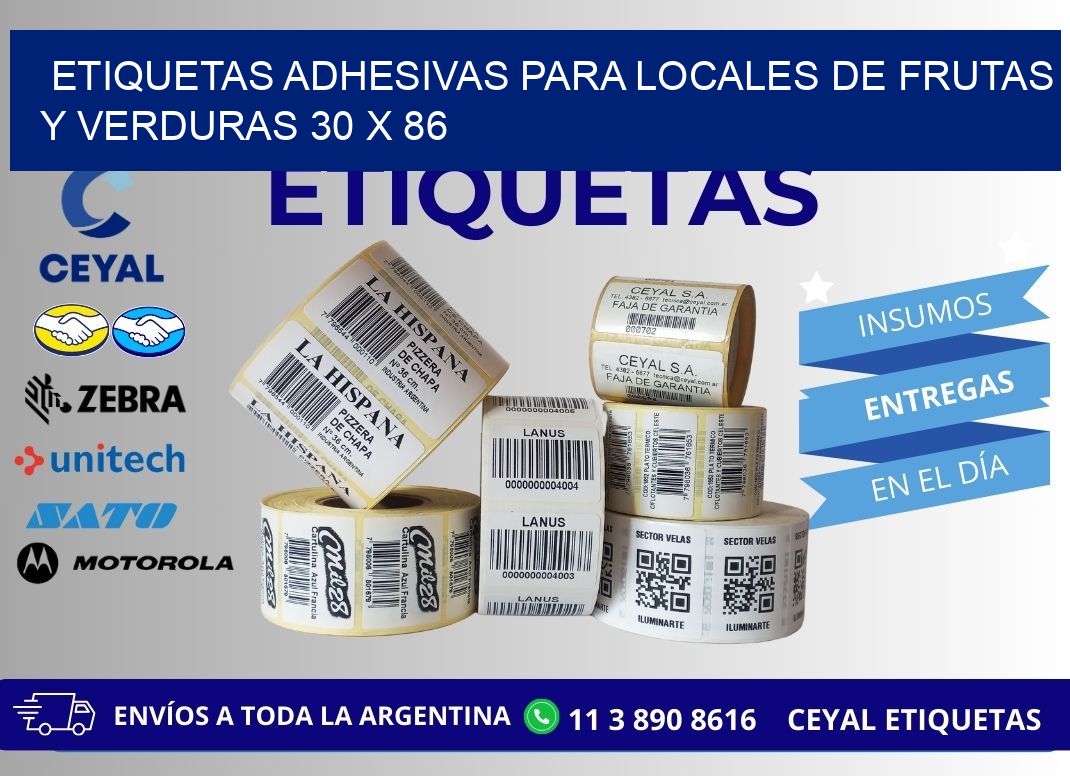 ETIQUETAS ADHESIVAS PARA LOCALES DE FRUTAS Y VERDURAS 30 x 86