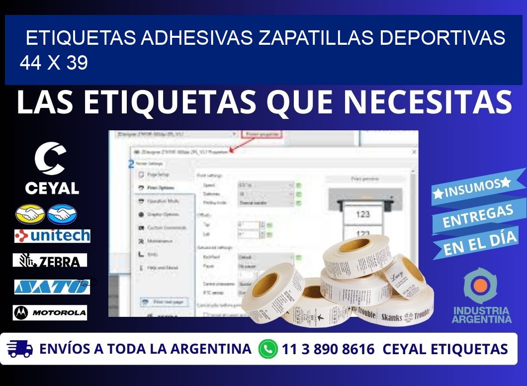 ETIQUETAS ADHESIVAS ZAPATILLAS DEPORTIVAS 44 x 39