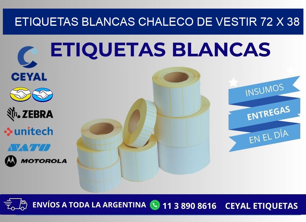 ETIQUETAS BLANCAS CHALECO DE VESTIR 72 x 38