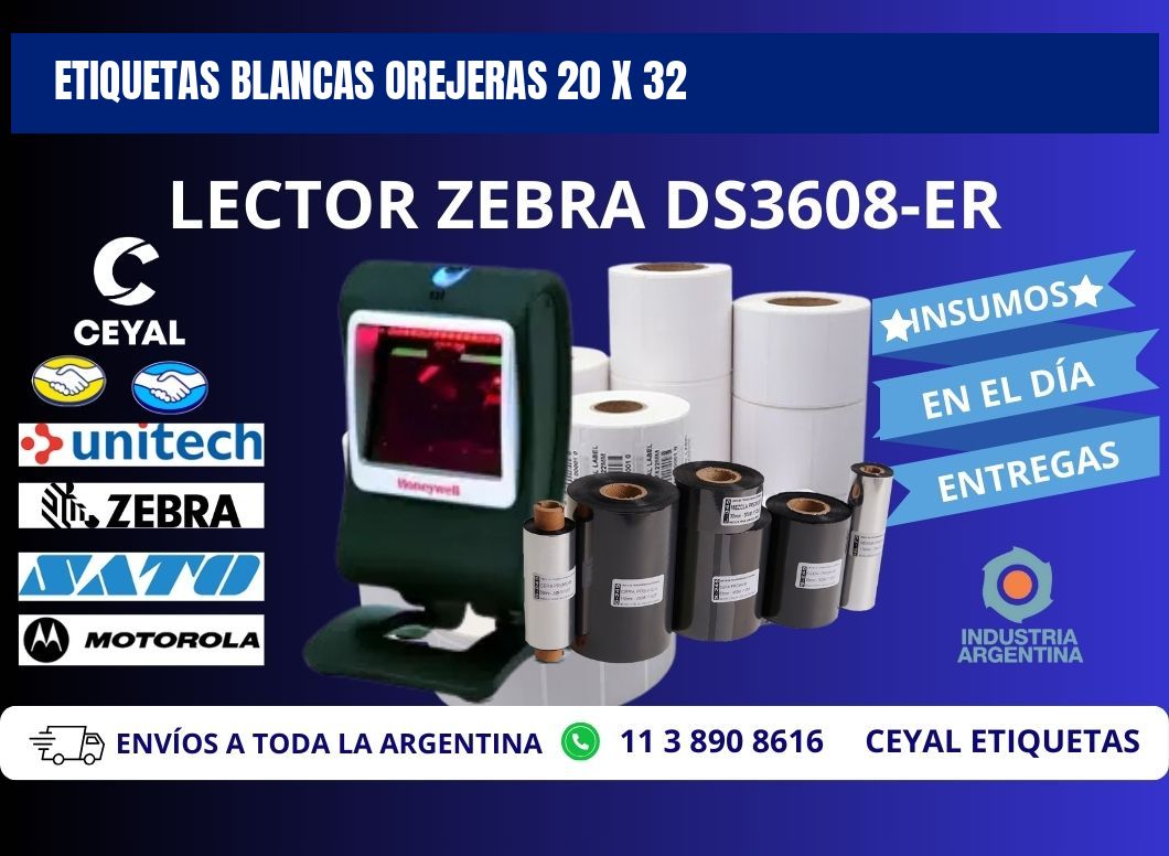 ETIQUETAS BLANCAS OREJERAS 20 x 32