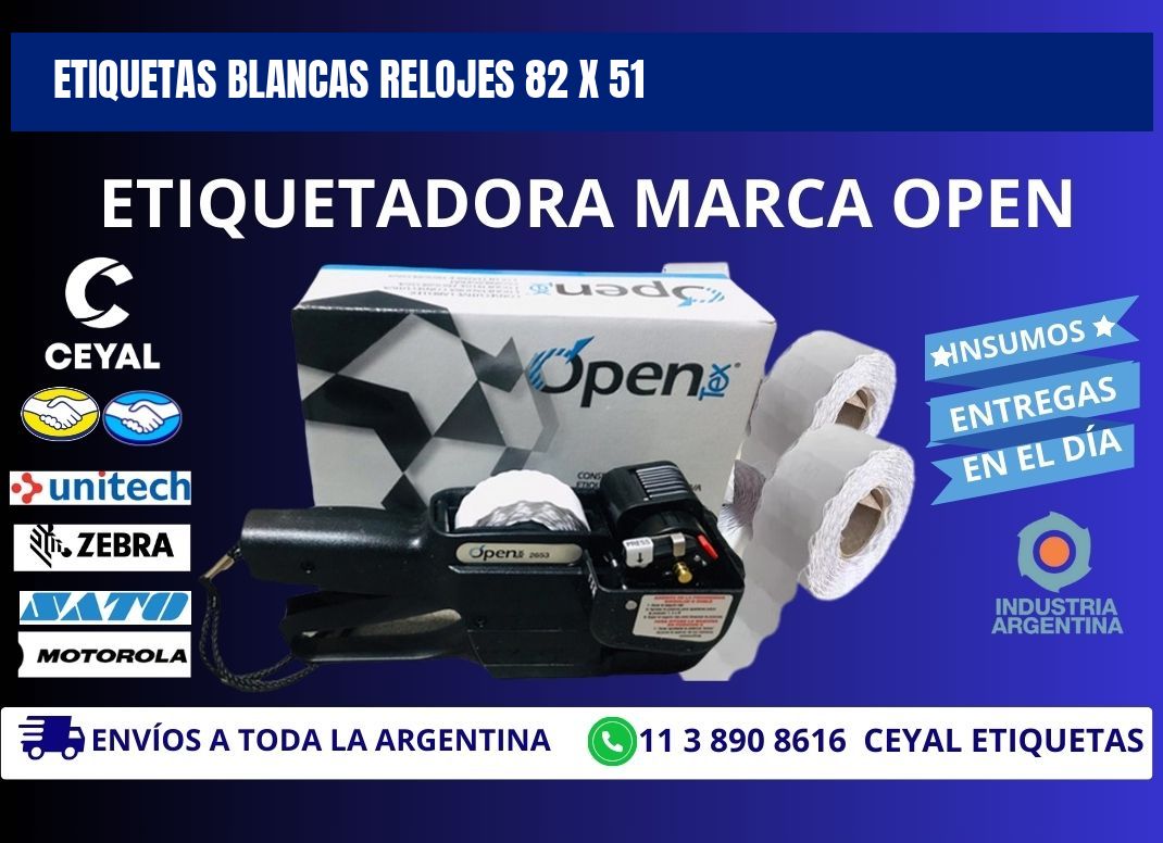 ETIQUETAS BLANCAS RELOJES 82 x 51