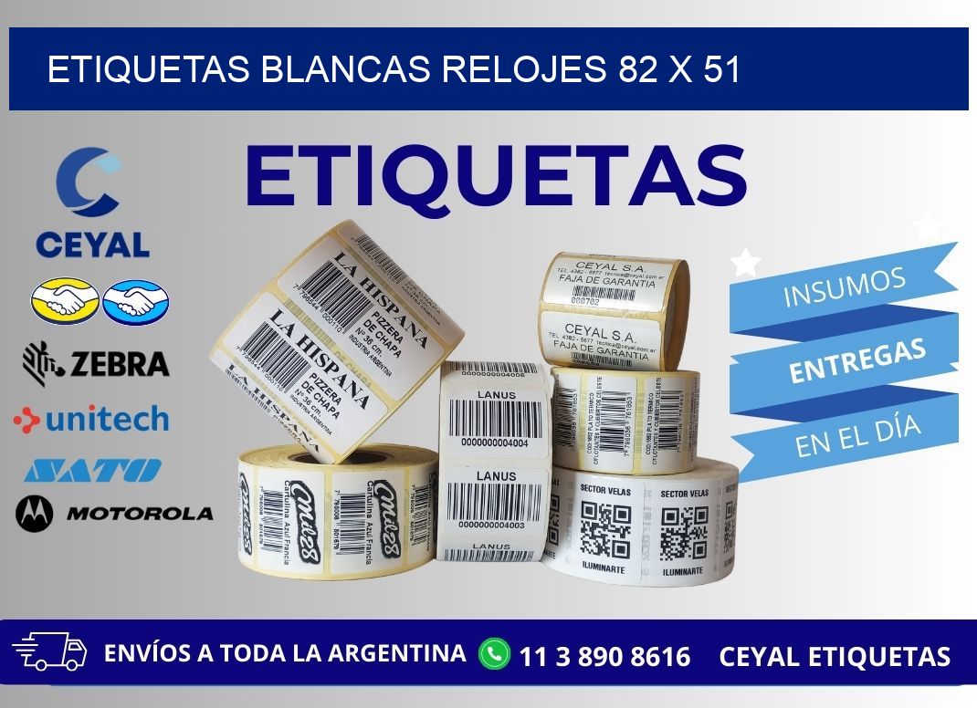 ETIQUETAS BLANCAS RELOJES 82 x 51