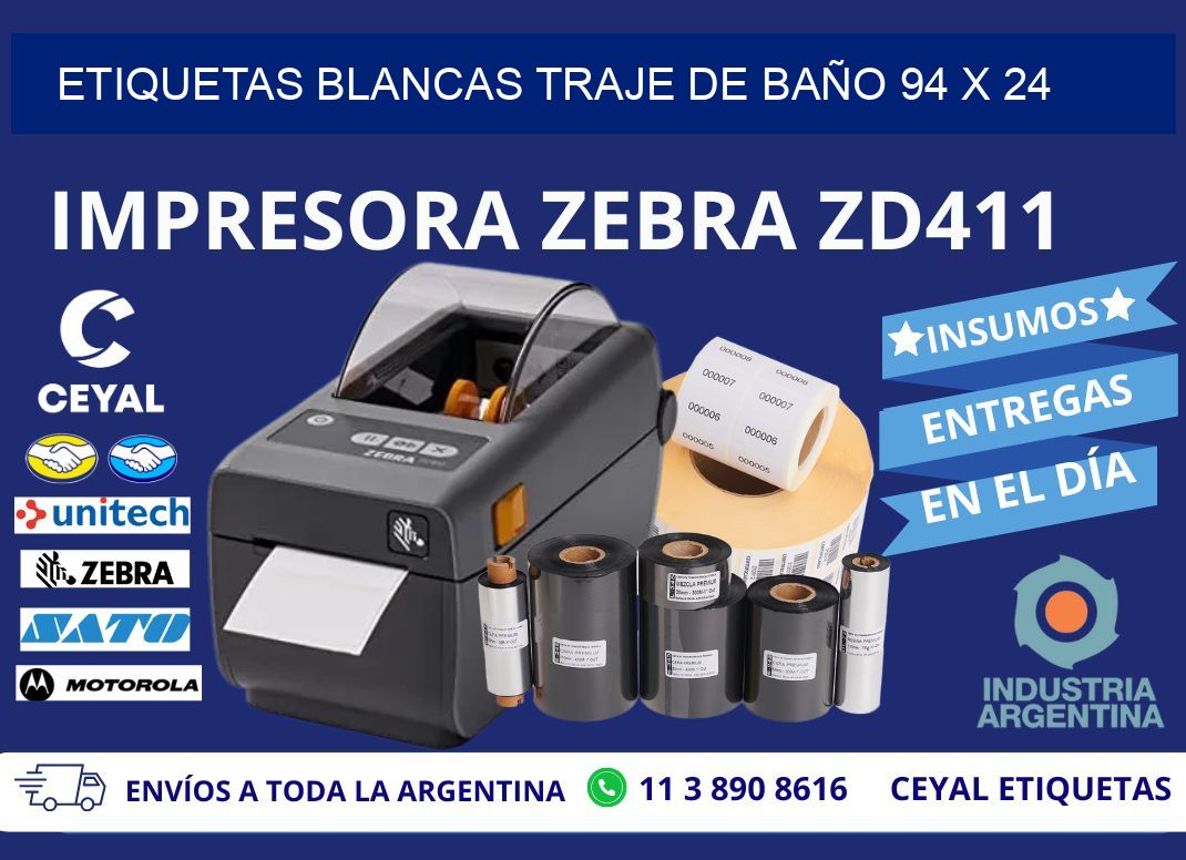 ETIQUETAS BLANCAS TRAJE DE BAÑO 94 x 24
