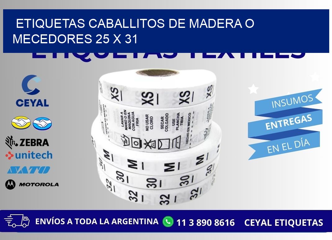 ETIQUETAS CABALLITOS DE MADERA O MECEDORES 25 x 31