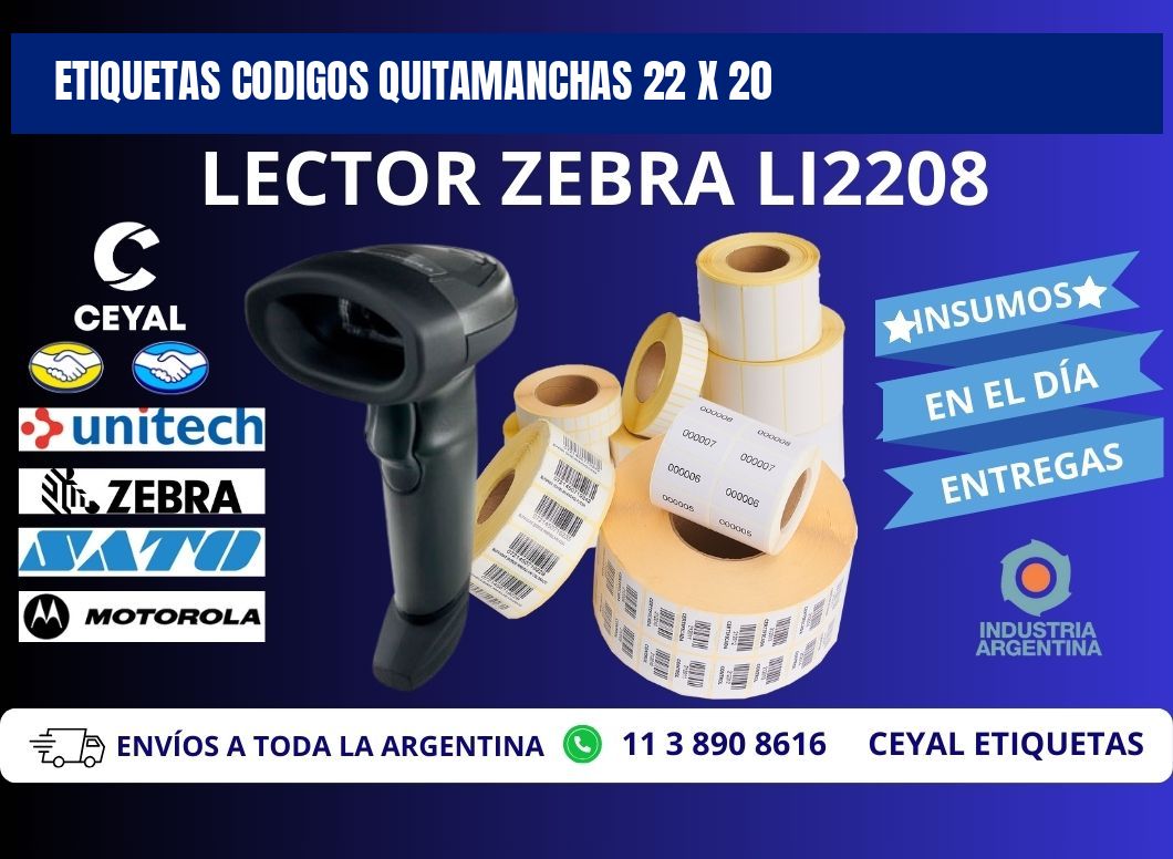ETIQUETAS CODIGOS QUITAMANCHAS 22 x 20