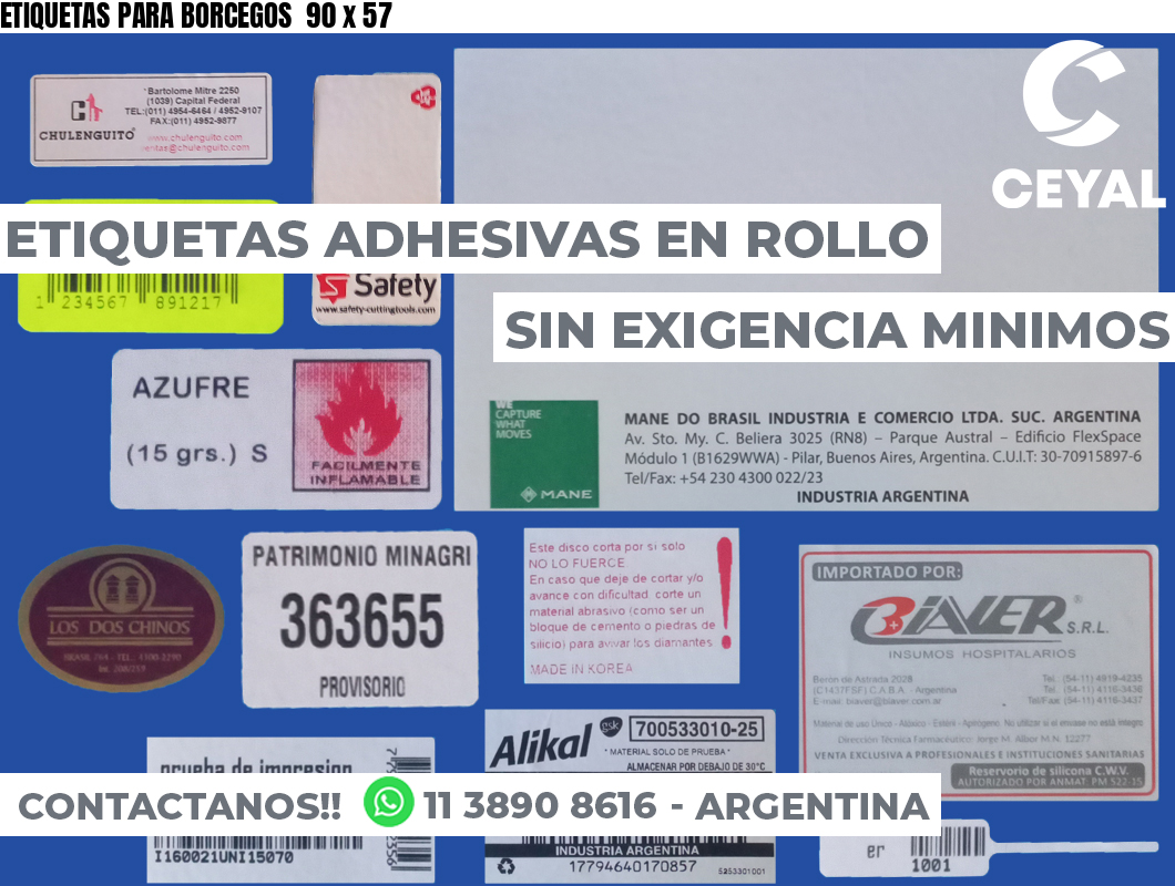 ETIQUETAS PARA BORCEGOS  90 x 57