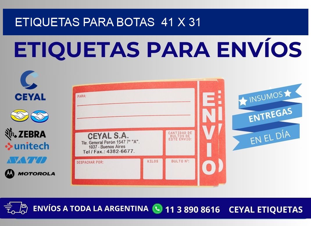ETIQUETAS PARA BOTAS  41 x 31