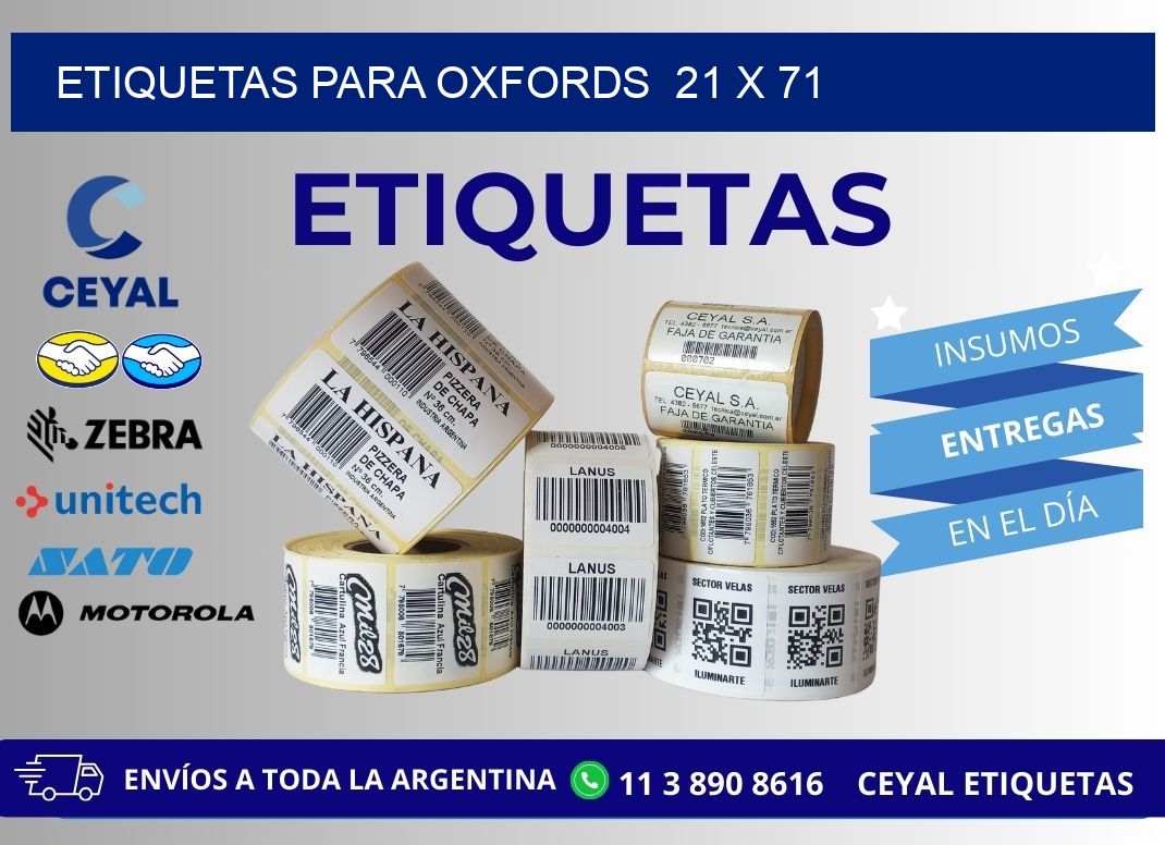 ETIQUETAS PARA OXFORDS 21 x 71
