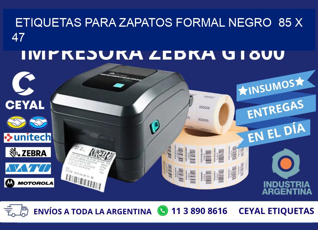 ETIQUETAS PARA ZAPATOS FORMAL NEGRO 85 x 47