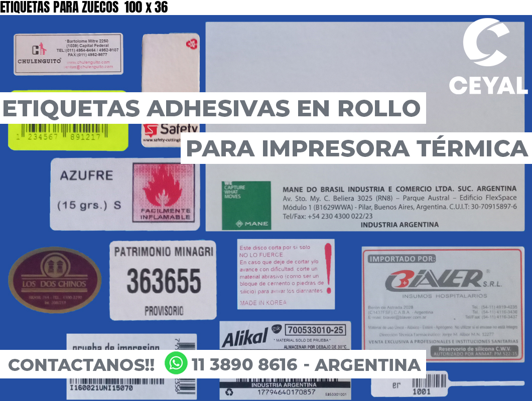 ETIQUETAS PARA ZUECOS  100 x 36