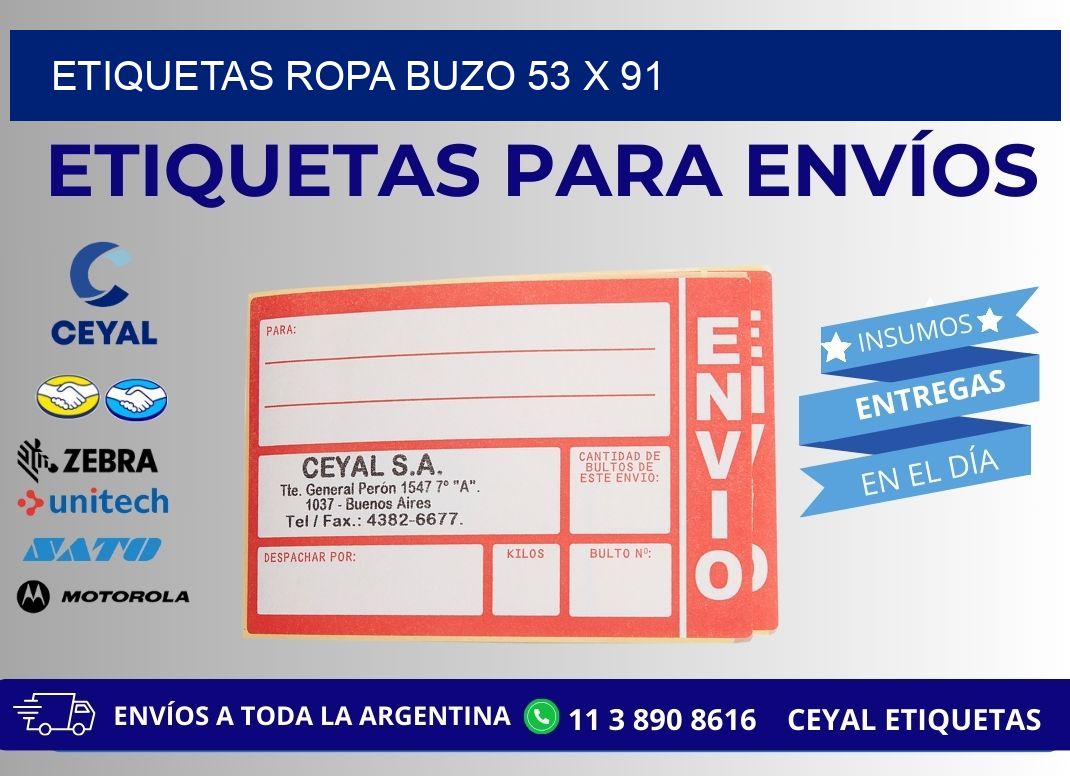 ETIQUETAS ROPA BUZO 53 x 91