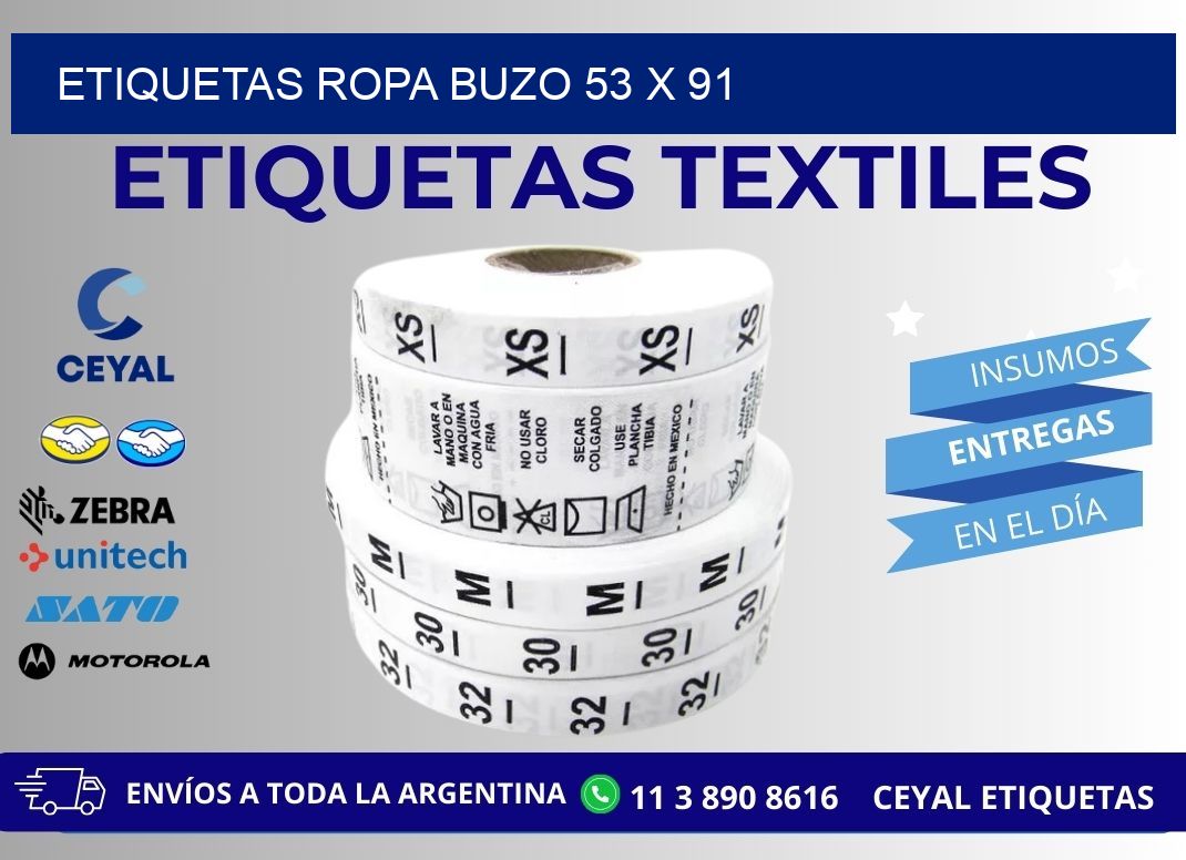 ETIQUETAS ROPA BUZO 53 x 91