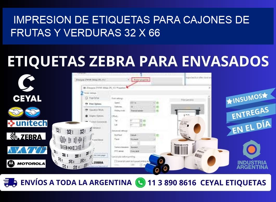 IMPRESION DE ETIQUETAS PARA CAJONES DE FRUTAS Y VERDURAS 32 x 66