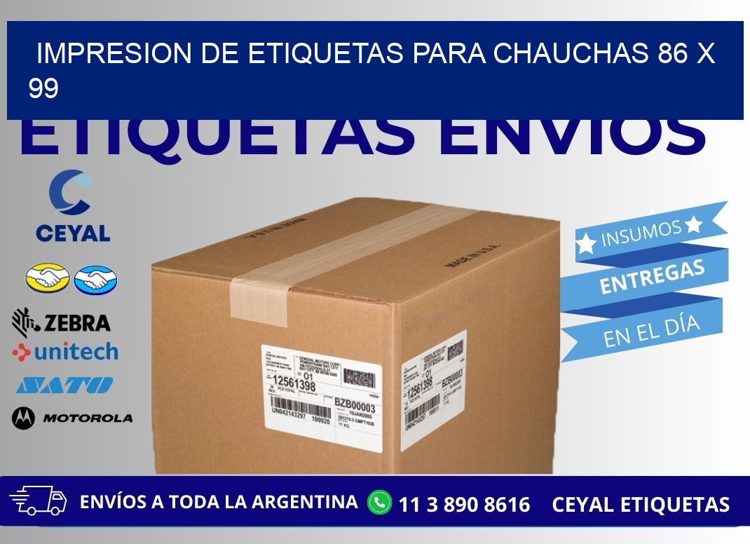 IMPRESION DE ETIQUETAS PARA CHAUCHAS 86 x 99