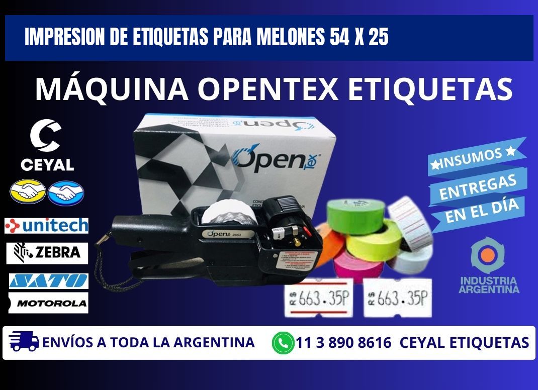 IMPRESION DE ETIQUETAS PARA MELONES 54 x 25