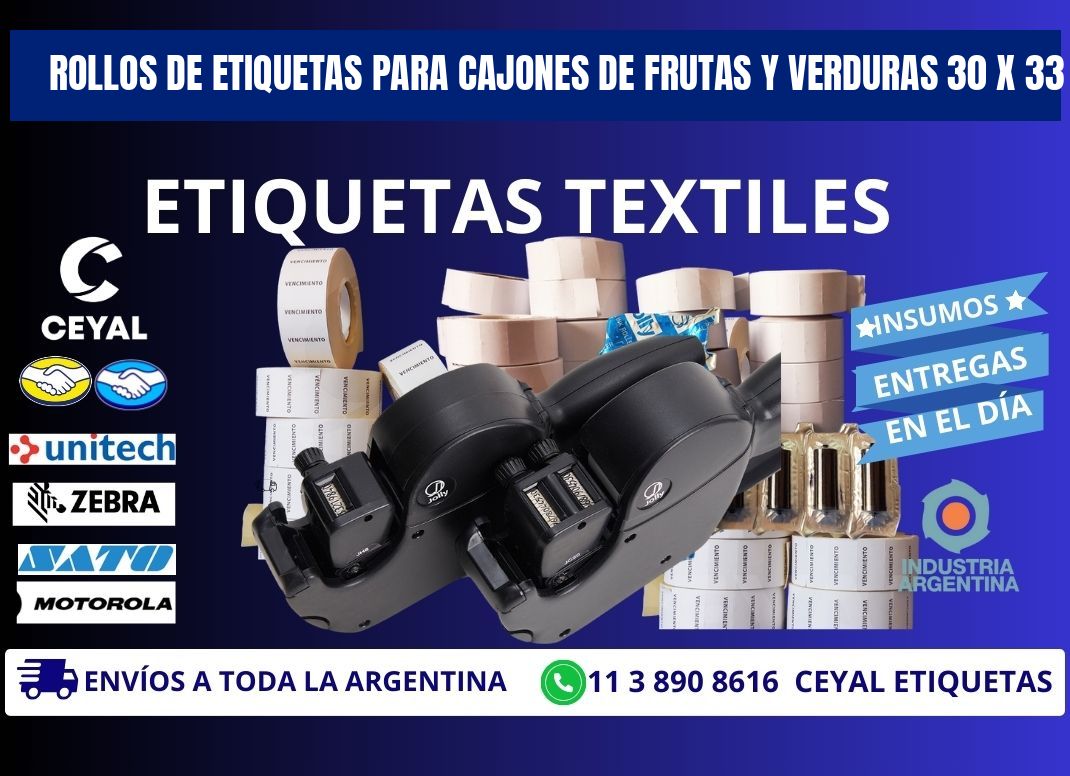 ROLLOS DE ETIQUETAS PARA CAJONES DE FRUTAS Y VERDURAS 30 x 33