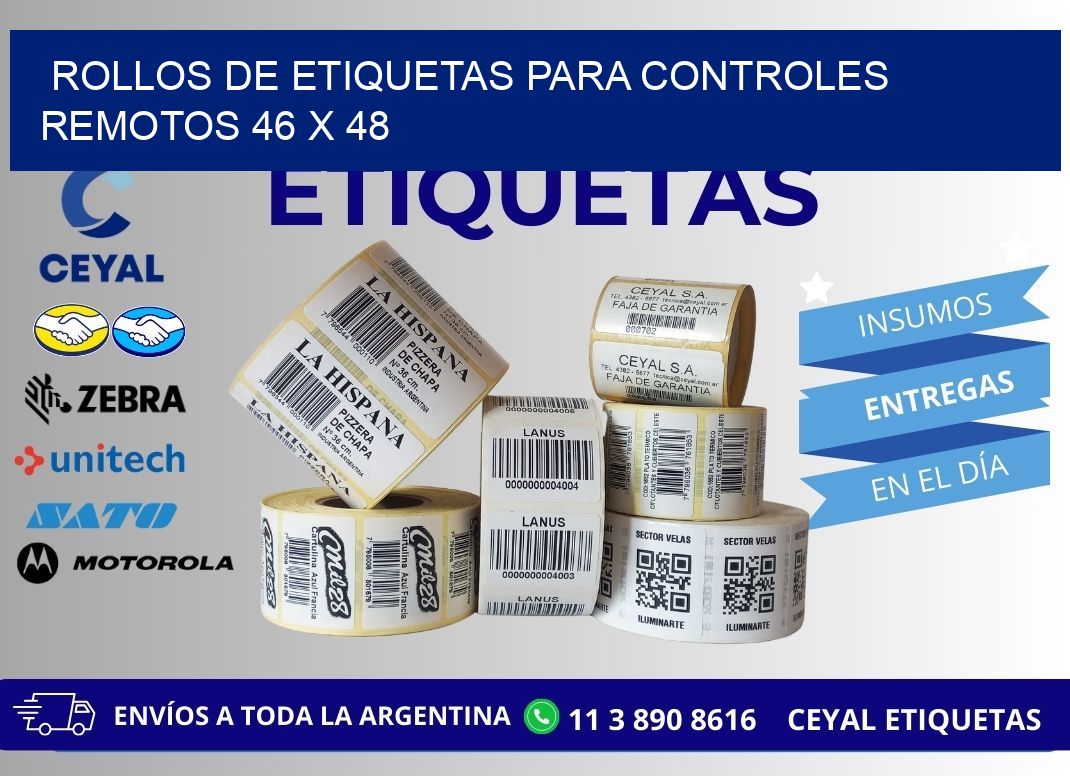 ROLLOS DE ETIQUETAS PARA CONTROLES REMOTOS 46 x 48