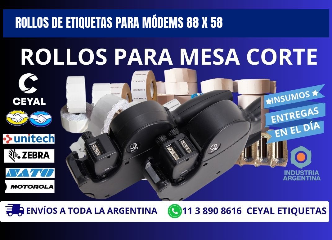 ROLLOS DE ETIQUETAS PARA MÓDEMS 88 x 58