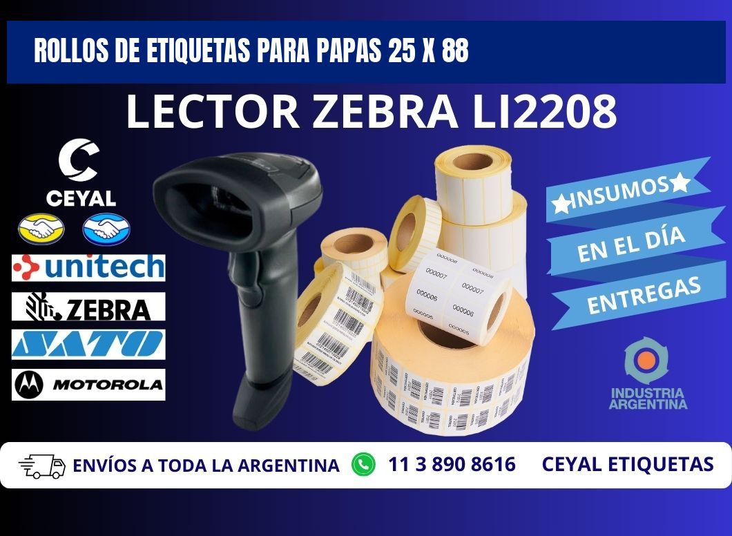 ROLLOS DE ETIQUETAS PARA PAPAS 25 x 88