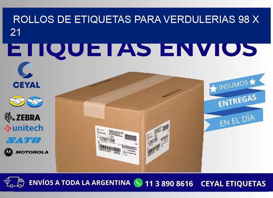 ROLLOS DE ETIQUETAS PARA VERDULERIAS 98 x 21