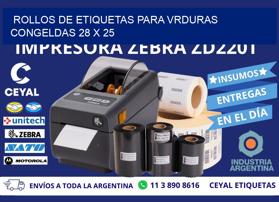 ROLLOS DE ETIQUETAS PARA VRDURAS CONGELDAS 28 x 25