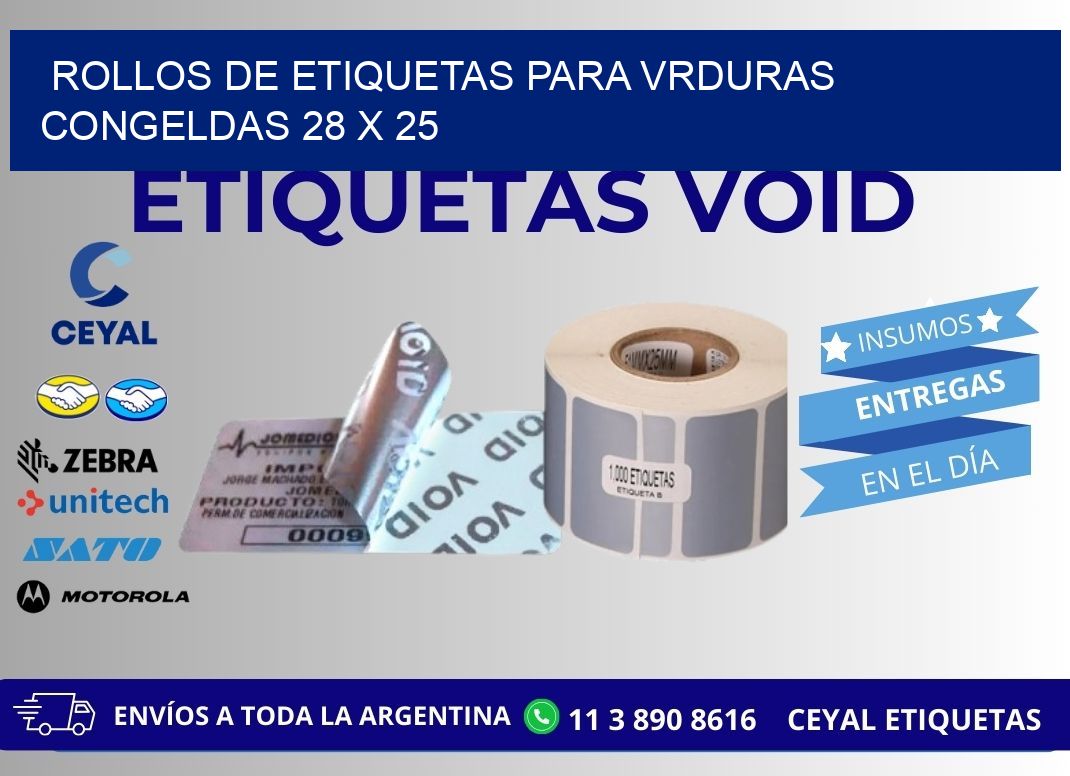 ROLLOS DE ETIQUETAS PARA VRDURAS CONGELDAS 28 x 25